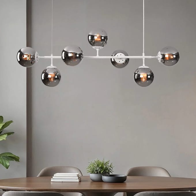 LumenXL LumenXL Design hanglamp 7-lichts Hepta wit - smoke glas