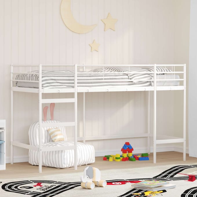vidaXL - Kids'loftbedframe - Effen - Wit - 100 - x - 190 - cm - Staal