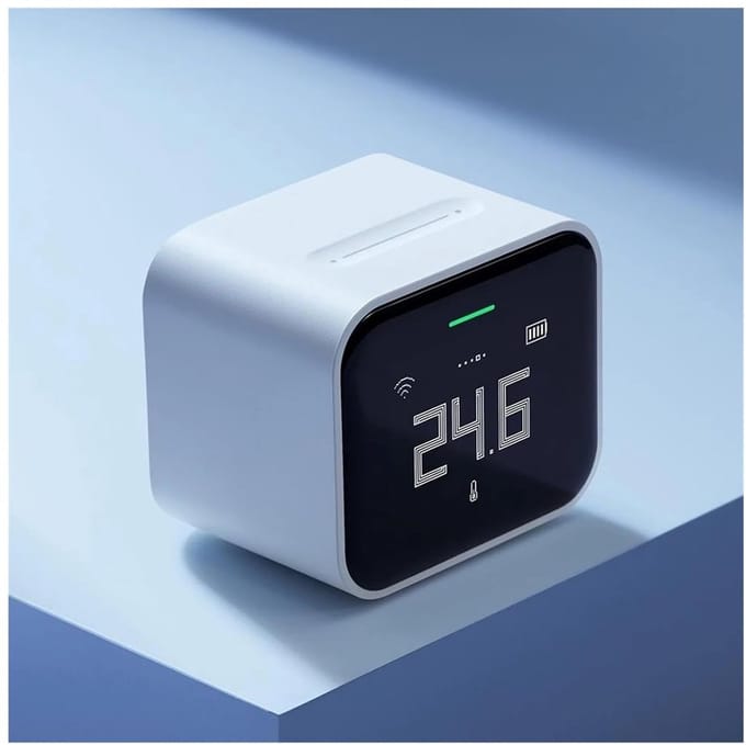 Luchtkwaliteitsmonitor - Slimme Sensor - Binnenklimaat Meten - Vijf Essentiële Metingen - Compact Ontwerp - Zwart