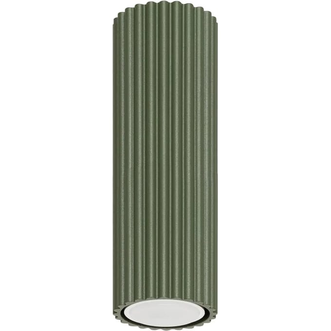Plafondlamp KARBON 20 geribbelde buisspot van 20 cm - Sollux Lighting - IP20 - Olijfgroen aluminium behuizing - 6.5 x 6.5 x 20 cm - 1 x GU10 LED, exclusief lichtbron - Max. 10 W - Minimalistische plafondlamp voor woonkamer, slaapkamer en eetkamer