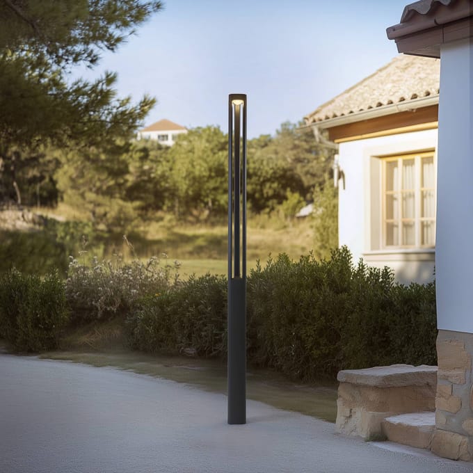 Lucande LED buitenlamp Pirron, 230 cm, antraciet, IP65