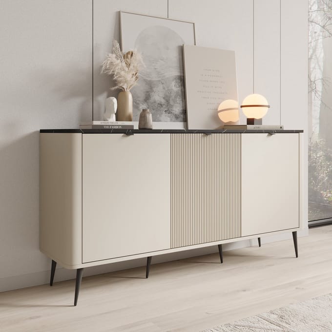 Meubella - Dressoir Mace - Beige - 160 cm