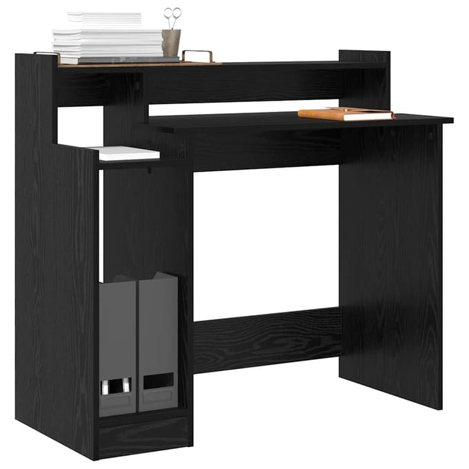 vidaXL - Bureau - Zwart - Eiken - 97 - x - 45 - x - 90 - cm - Bewerkt - hout