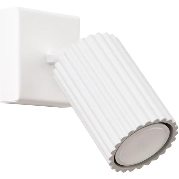 Wandlamp KARBON compacte geribbelde spot - Sollux Lighting - IP20 - Wit aluminium behuizing - 8 x 16 x 16 cm - 1 x GU10 LED, exclusief lichtbron - Max. 10 W - Minimalistische wandlamp voor woonkamer, eetkamer en keuken