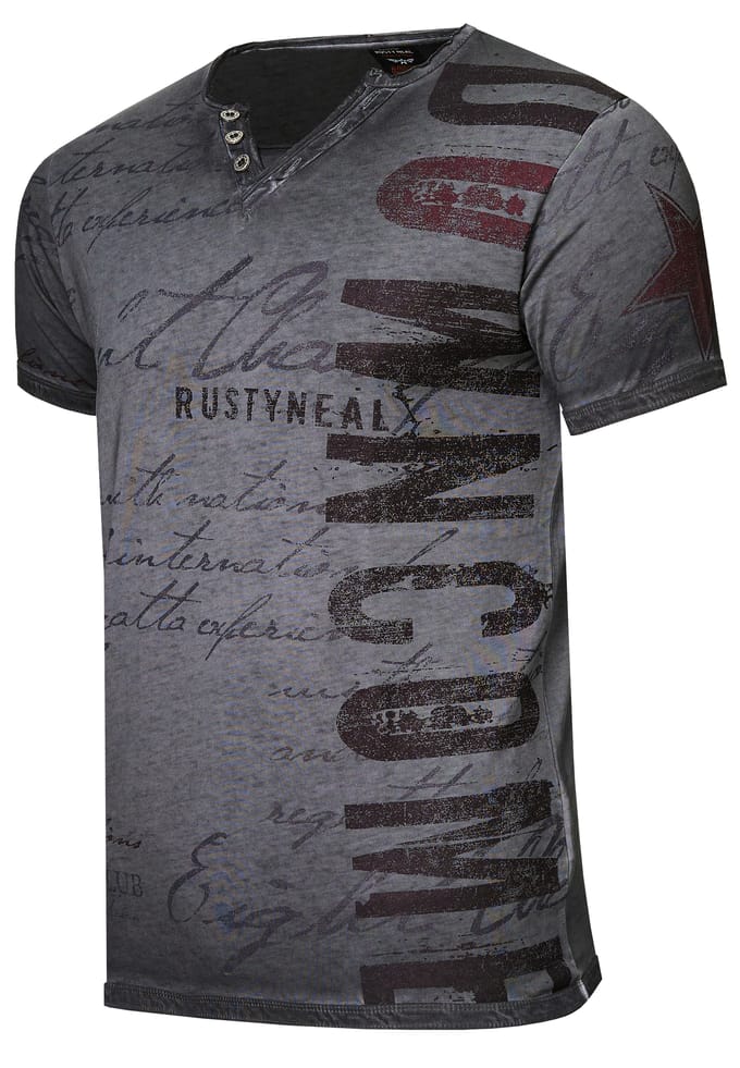 T-shirt met V-hals en logo-print aan de zijkant