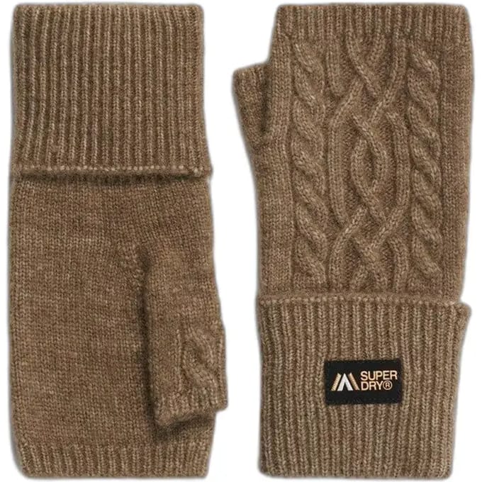 Superdry Cable Luxe Handwarmers Handschoenen Bruin Vrouw