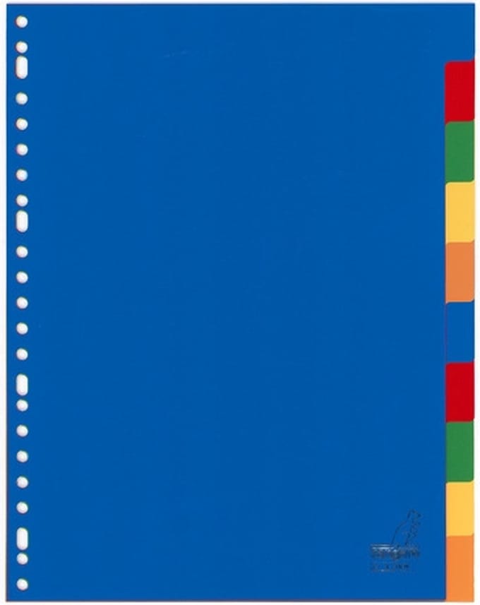 Tabbladen Kangaro 23-gaats A410M 10-delig assorti PP - 25 stuks