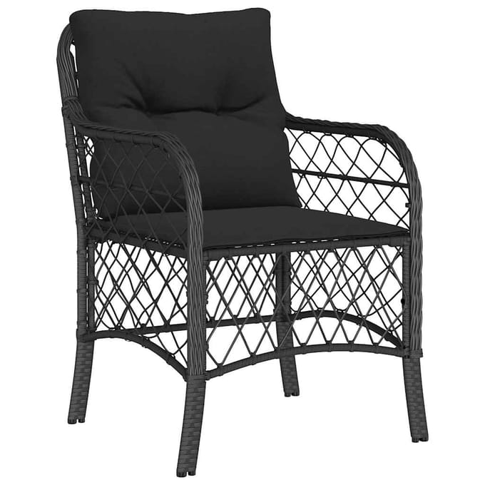 vidaXL - 5-delige - Tuinset - met - kussens - poly - rattan - zwart