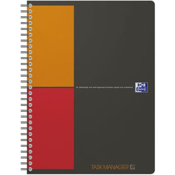 Oxford International Task Manager B5 80 vel soepele kunststof kaft grijs