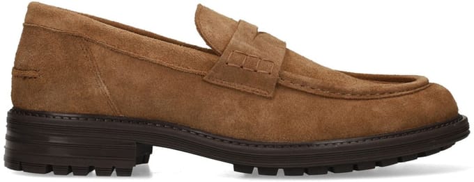 Manfield - Heren - Taupe suède loafers - Maat 40