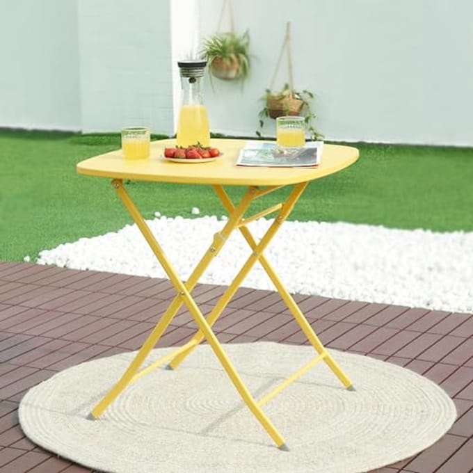 Opvouwbare Tuin tafel 71x70x70 cm - Geel