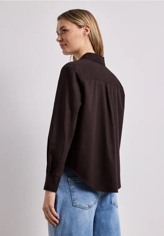 Blouse met lange mouwen en overhemdkraag in keperstof