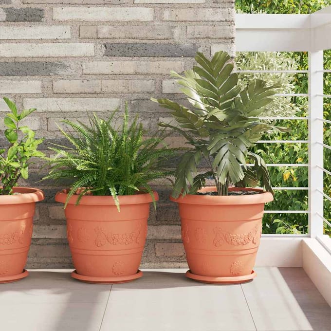 vidaXL - Ronde - Bloempot - 6 - st - Baksteenrood - Ø - 34 - x - 28 - cm - Kunststof