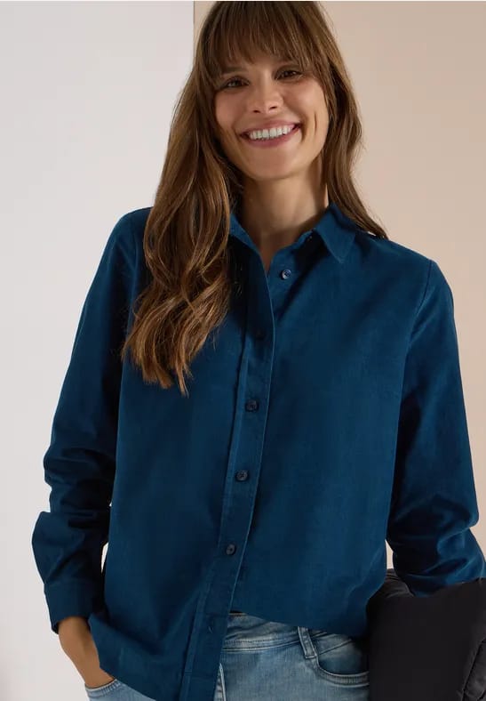Hedblouse met lange mouwen van corduroy