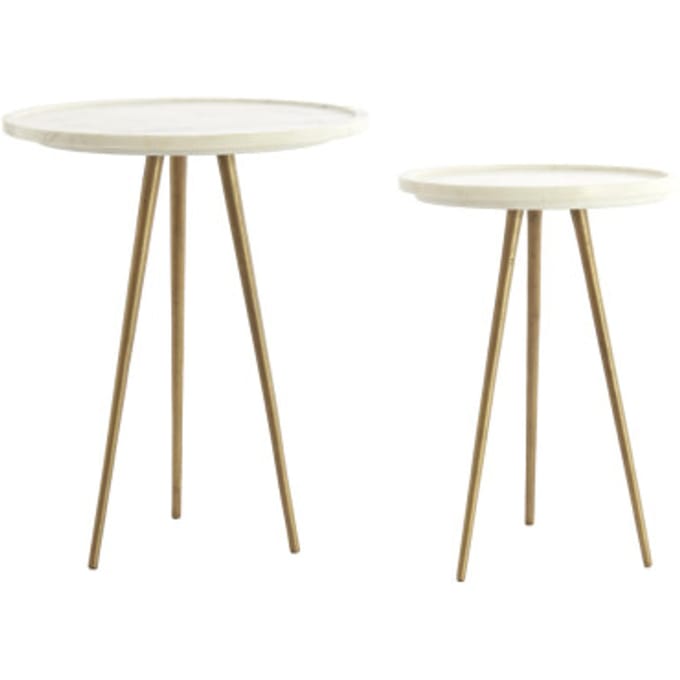 Light & Living - Bijzettafel PRATO - Ø43x53 cm - Wit - Set van 2