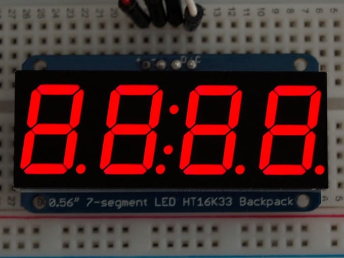 0.56 inch 4-Digit 7-Segment Display w/I2C Backpack Rood adafruit 878