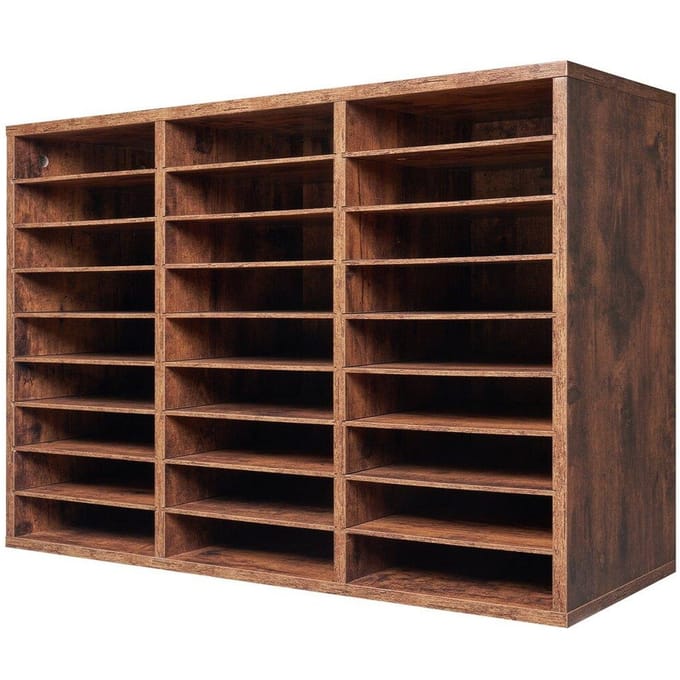 Houten Literatuur Organizer 27 Vakken Verwijderbare Planken Donkerbruin
