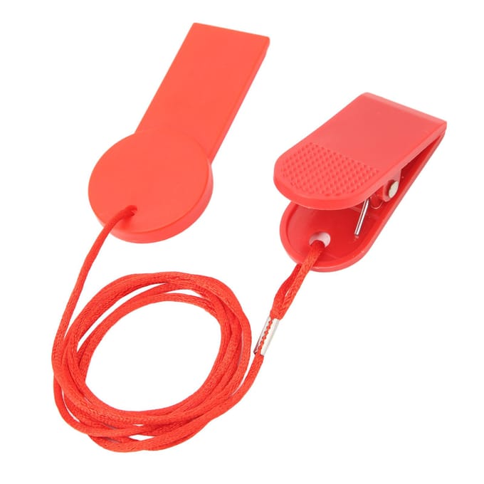 2 pièces Clé de sécurité pour tapis de course Interrupteur de sécurité pour machine à courir Serrure de sécurité Arrêt d'urgence Remplacement 28x43 Sécurité Rectangulaire red