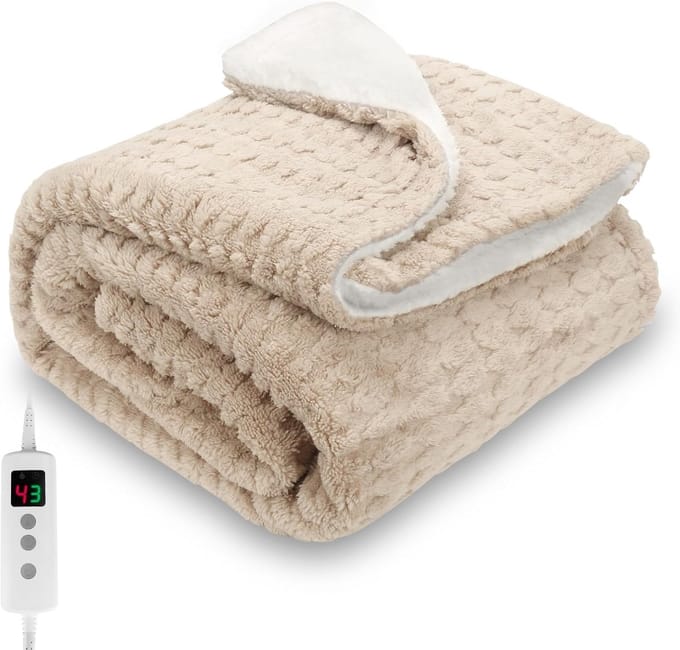 Verwarmde Deken - Elektrische Plaid - Extra Warmte - 9 Warmtestanden - 160 x 130 cm - Beige