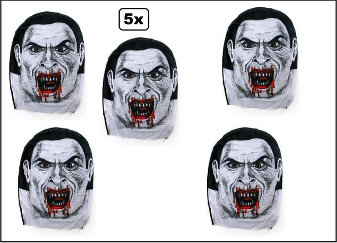5x Masker Dracula nylon - Horror griezel creepy halloween thema feest Carnaval