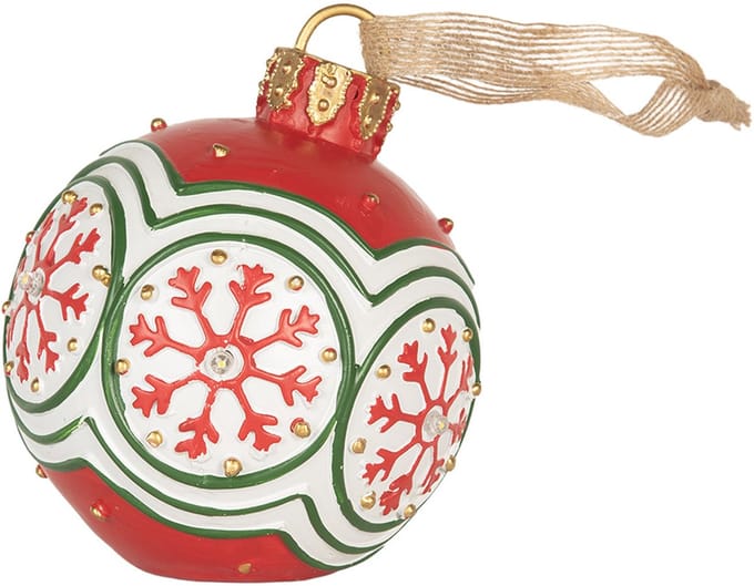 Clayre & Eef Kersthanger Kerstbal Ø 12x14 cm Rood Kunststof