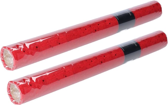 Home & Styling Decoratie stof/tafellopers - 2x - rood - 38,5 x 200 cm