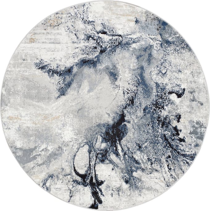 SURYA Emma rond vloerkleed modern abstract donkerblauw