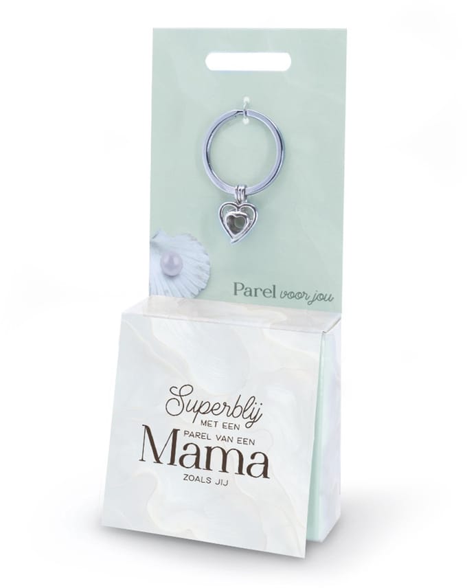 Sleutelhanger met parel | Wensparel | Thema: Mama | Merk: Miko | Kleur: Zilver