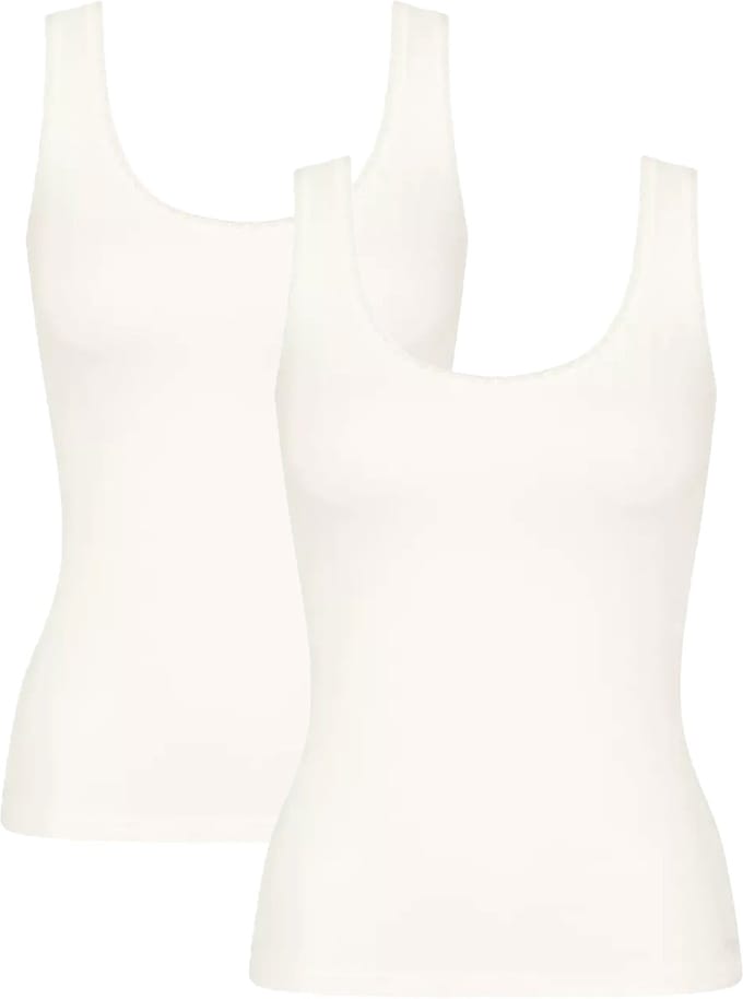 sloggi GO Tank Top 2 pak Dames Onderhemd - Zijde Wit - Maat M