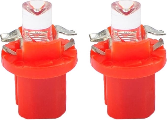 B8.5d auto lamp 2 stuks rood | LED dashboardverlichting - klokken - schakelaars | 12V DC