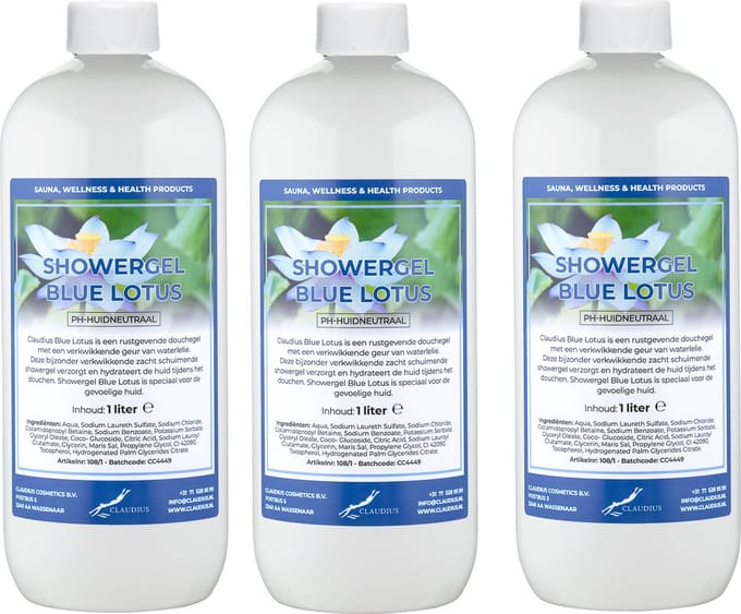 Claudius Douchegel Blue Lotus 1 liter - set van 3 stuks - Showergel