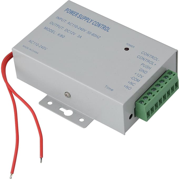 Ingang AC110V 240V Uitgang DC 12V 3A 30W Voeding Controller voor Deur Toegangscontrolesysteem gray