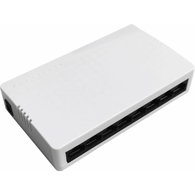 8-poorts 100M Switch Ethernet Switch 8 Adaptieve 10/100Mbps Ethernetpoorten Laag Stroomverbruik Breed EU Plug wit