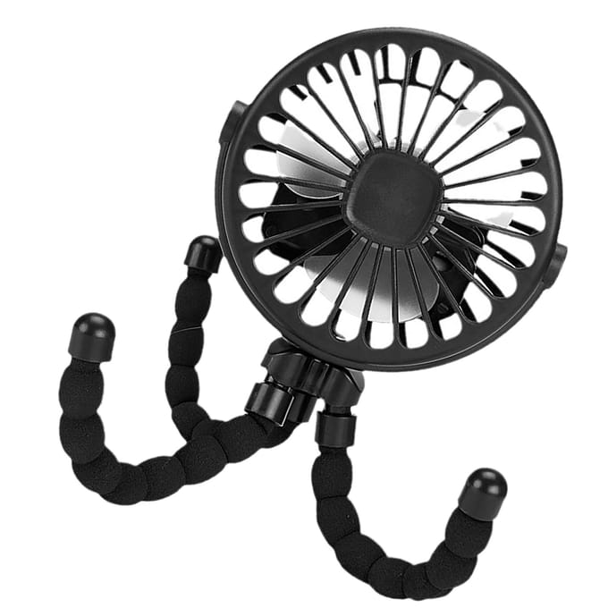 Kinderwagenventilator Batterijgevoed Flexibel Statief Clip-on Ventilator Stil Baby Autoventilator Draagbaar Compact zwart
