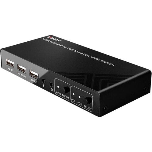 LINDY 2 Port KVM Switch HDMI 4K60, USB 2.0 & Audio KVM-switch 2 poorten HDMI 4096 x 2160 Pixel