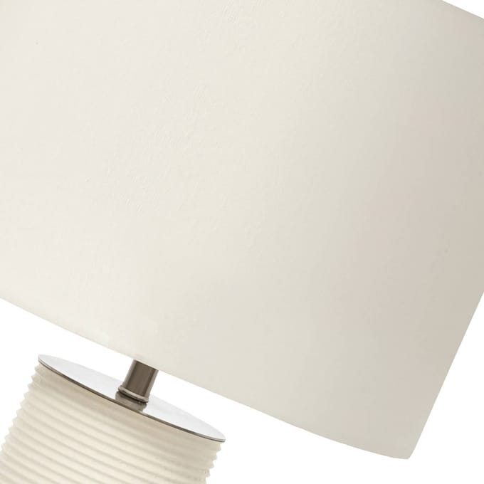 Elstead Tafellamp Ripple, textiel en porselein, wit