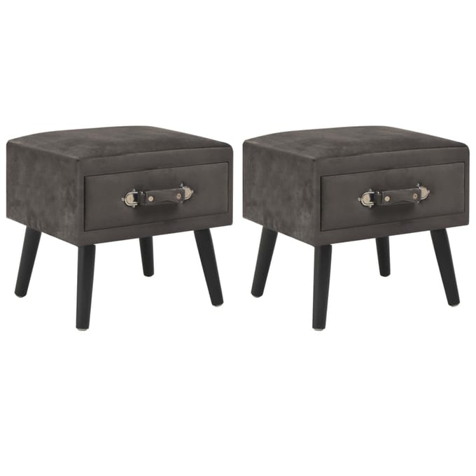 vidaXL - Nachtkastjes - 2 - st - 40x35x40 - cm - fluweel - grijs