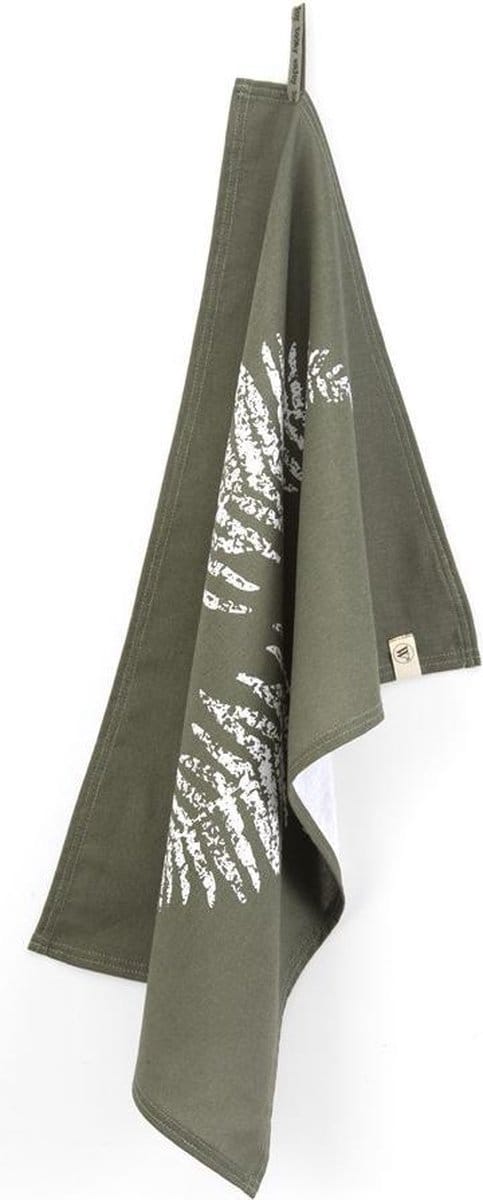 Walra Theedoek Dry with Leaves - 50x70 - 100% Katoen - Legergroen