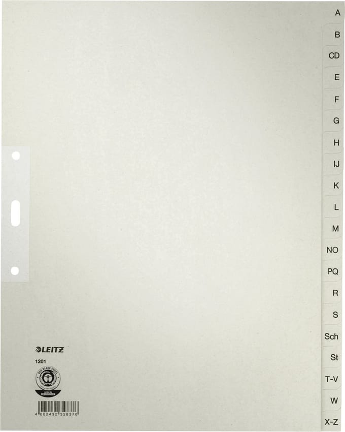 12010085 - Alphabetic tab index - Paper - Grey - 100 g/m² - 240 mm - 30 cm