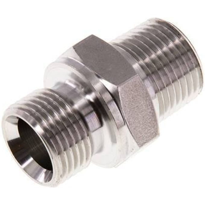 3/8'' NPT x G 3/8'' RVS Borstnippel 40 Bar - Hydrauliek - FL2S-M-ST-038NG