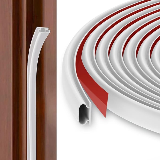 Rubberen Deurafdichtende Tochtstrip D-vorm 6 m - Zelfklevend en Waterdicht - Wit