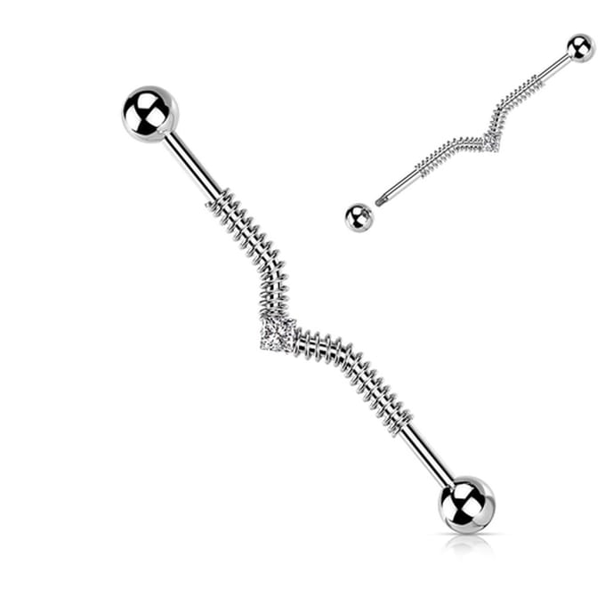 Industrial piercing PVD V-spring wave - zilver - LMPiercings