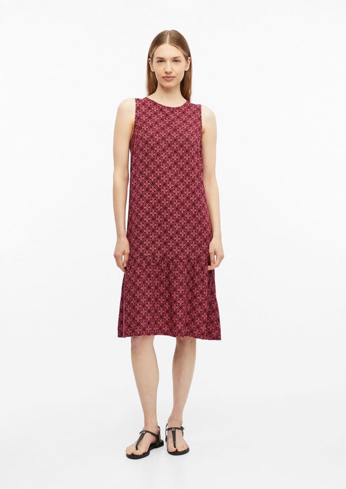 Mouwloze Geprinte Viscose Jurk met Rimpeling Dames s.Oliver