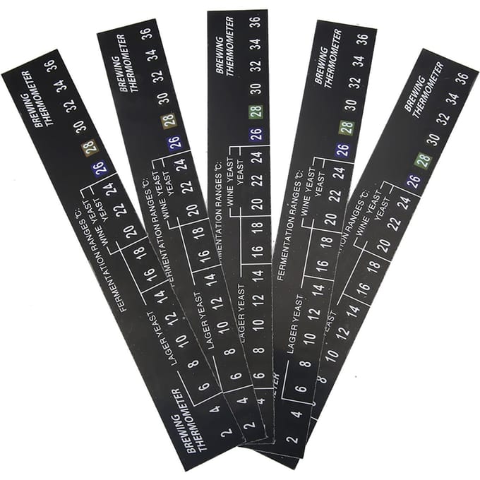 5pcs Stick on Brewing Thermometer Adhesive LCD Thermometer Sticker for Homebrew Beer black
