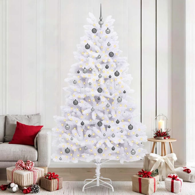 vidaXL - Kunstkerstboom - 240 - cm - PVC - en - Staal - Wit