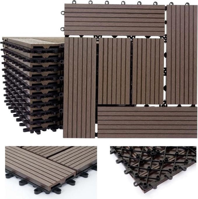 WPC hout vloertegel 11 stuks (Coffee)