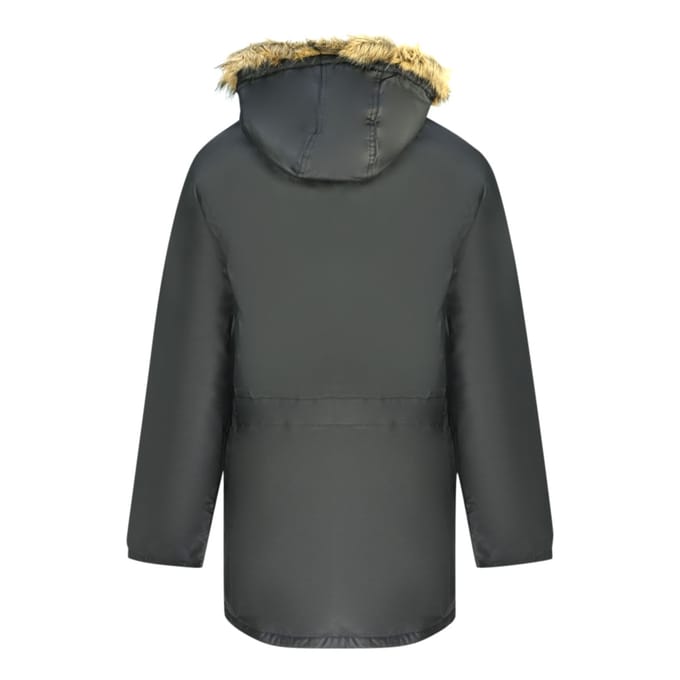 Fred Perry gewatteerde gewaxte katoenen zwarte parka met capuchon