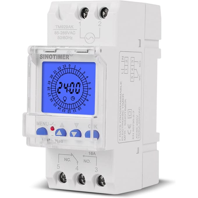 Digitaal LCD-scherm 24-uurs elektronische tijdklok 85-265V DIN-rail uren programmeerbaar intelligent 30A veelkleurig