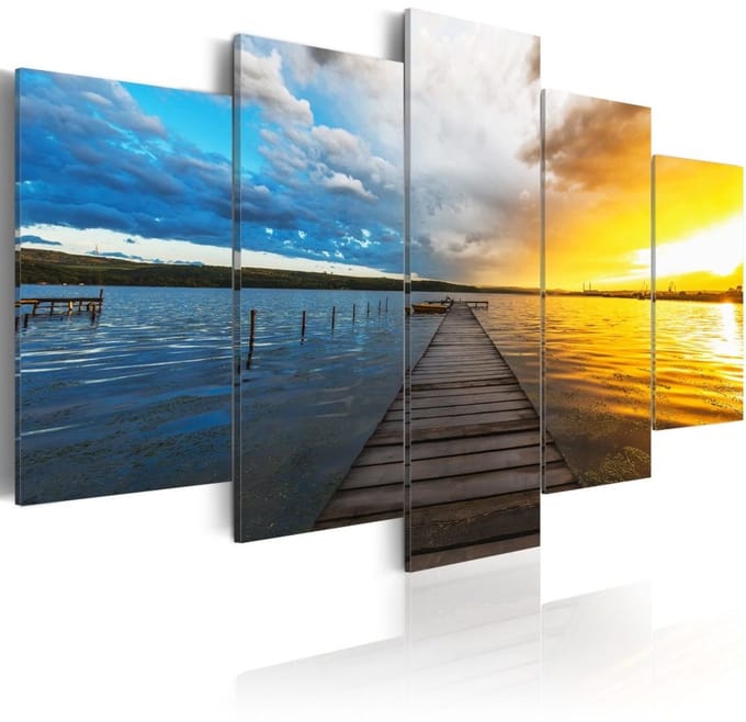 Schilderij - Dromen Meer, 5luik