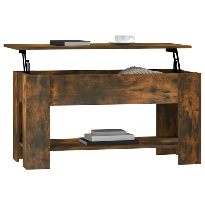 vidaXL - Salontafel - 101x49x52 - cm - bewerkt - hout - gerookt - eikenkleurig